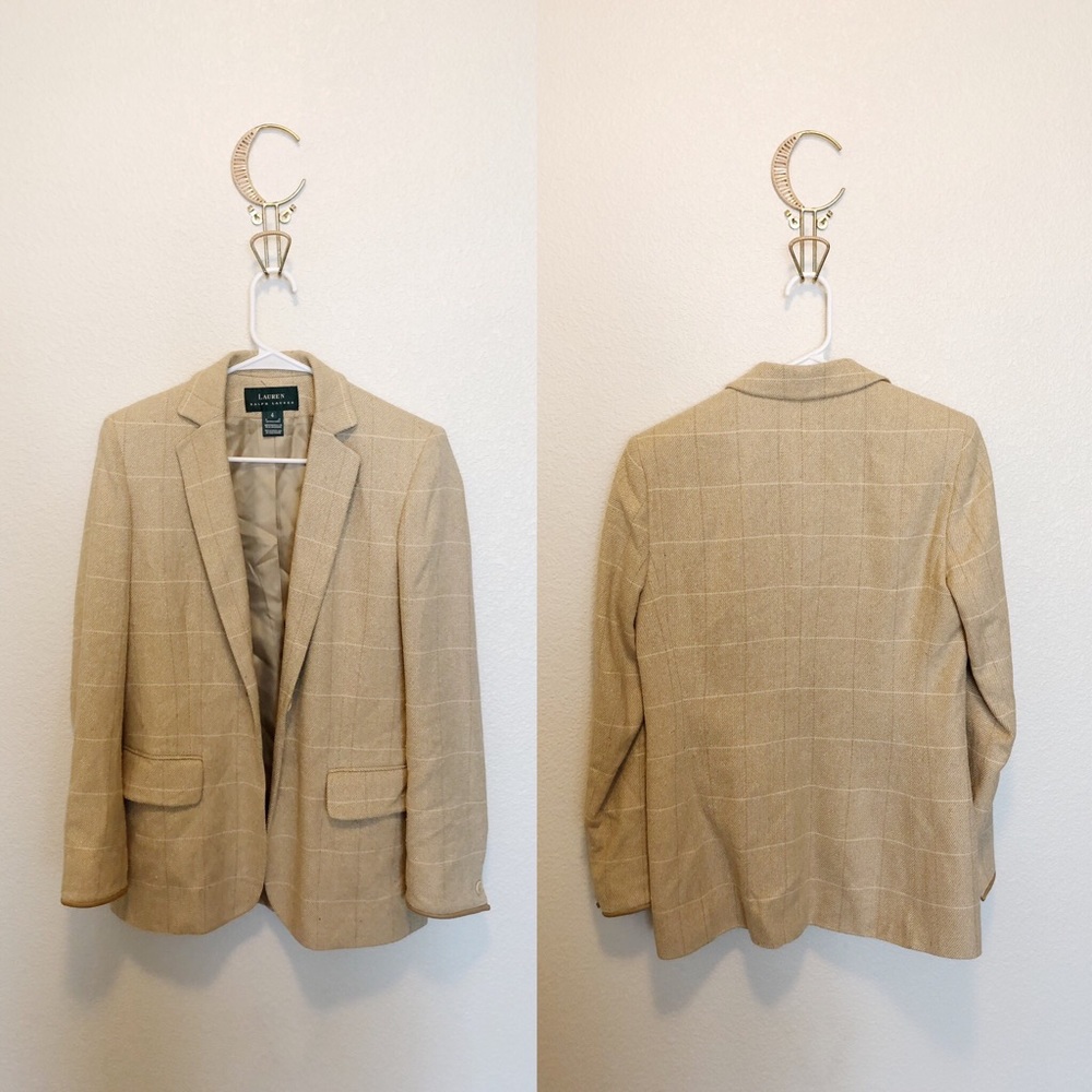 Ralph Lauren 100% Silk Plaid Blazer Size 4